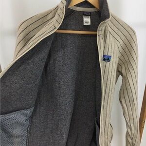 Patagonia Women’s Pinstripe Anniversary Wool Zip Sweater